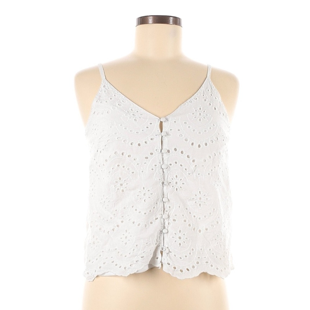 Japna White Eyelet Button-Up Top
